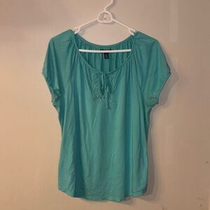 Chaps Aqua Blouse with tie front